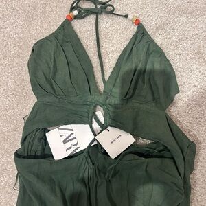 Zara Forest Green Cutout Dress